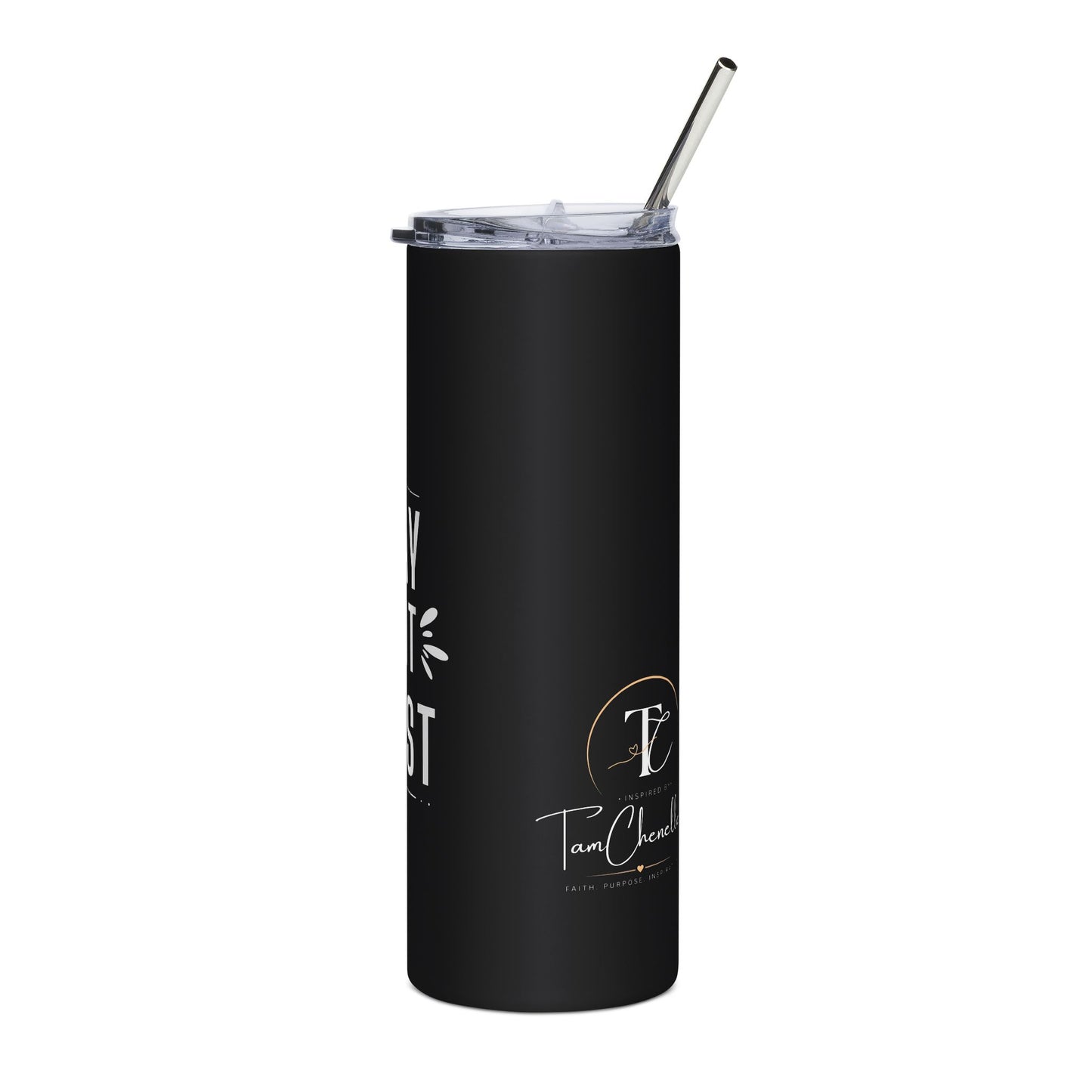 pray wait trust 20oz stainless tumbler — inspirational faith travel cup