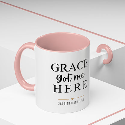 Inspirational Grace Coffee Mug – 'Grace Got Me Here' Christian Accent Mug (11/15oz)