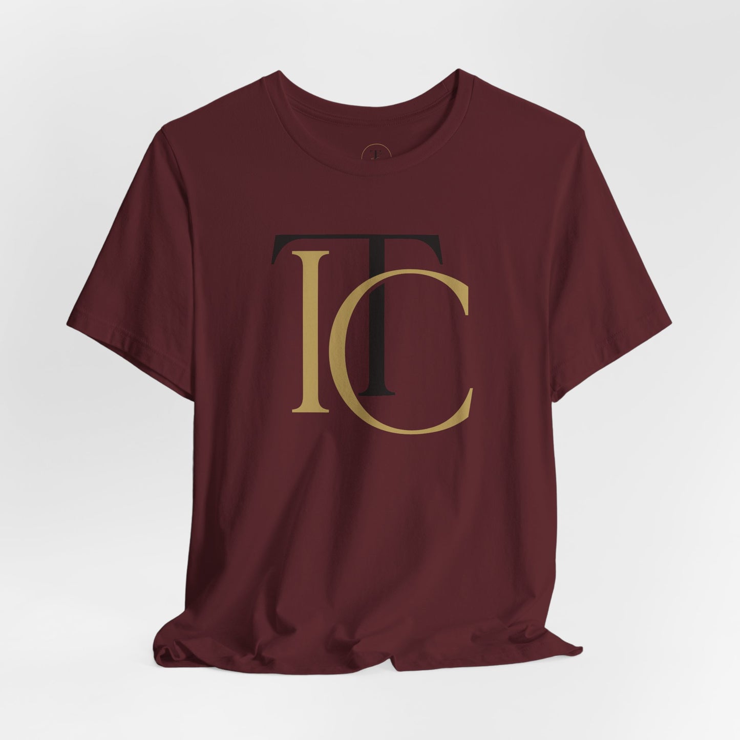 monogram tc gold & black tee — elegant initials graphic t‑shirt