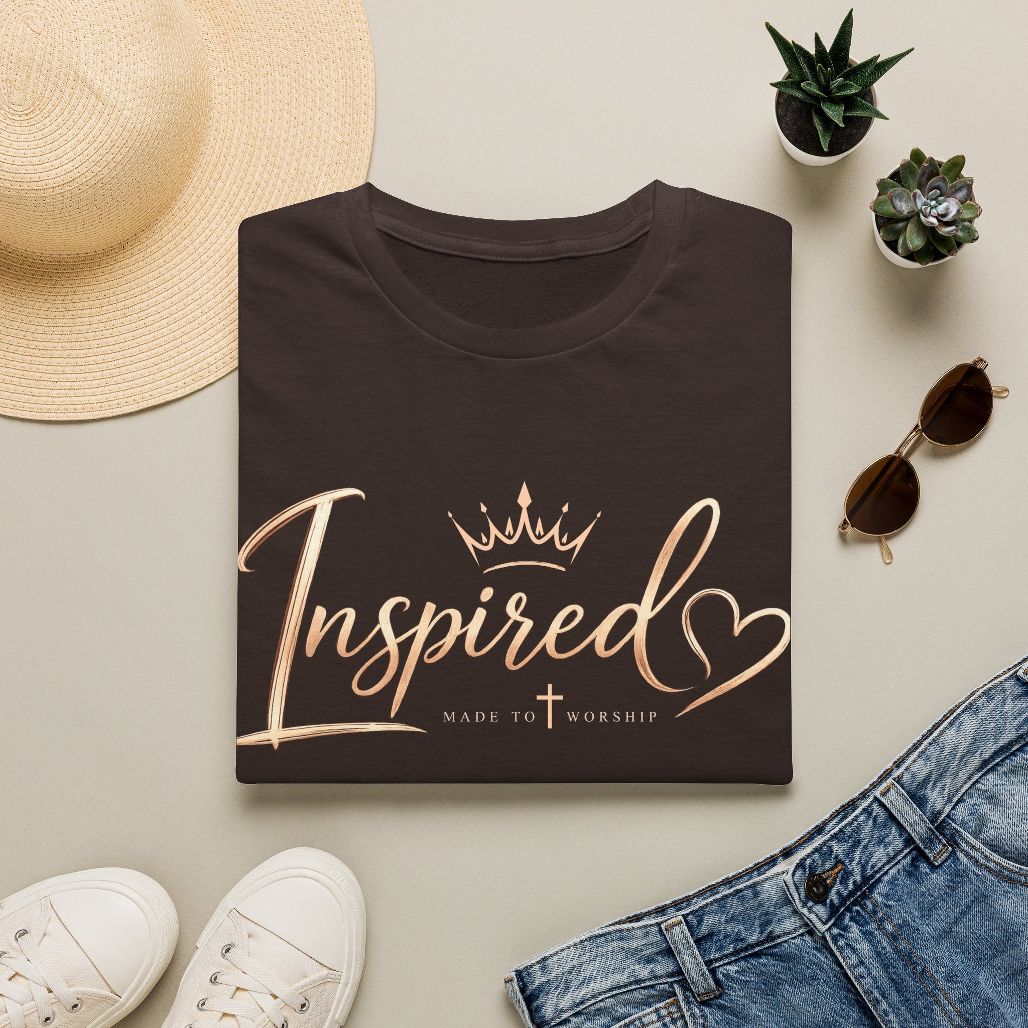 Inspired Crown T-Shirt — "Inspired" Made to Worship Christian Graphic Tee