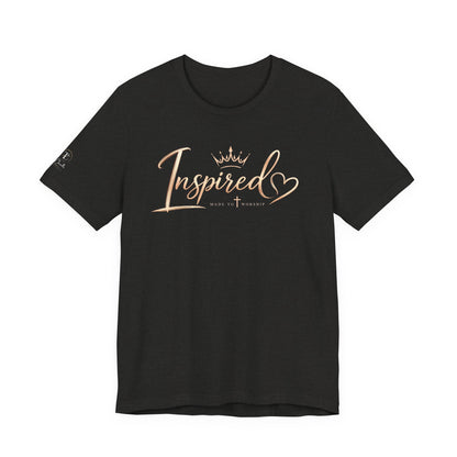 Inspired Script Tee — Women’s Inspirational Graphic T‑Shirt (Crown & Heart)