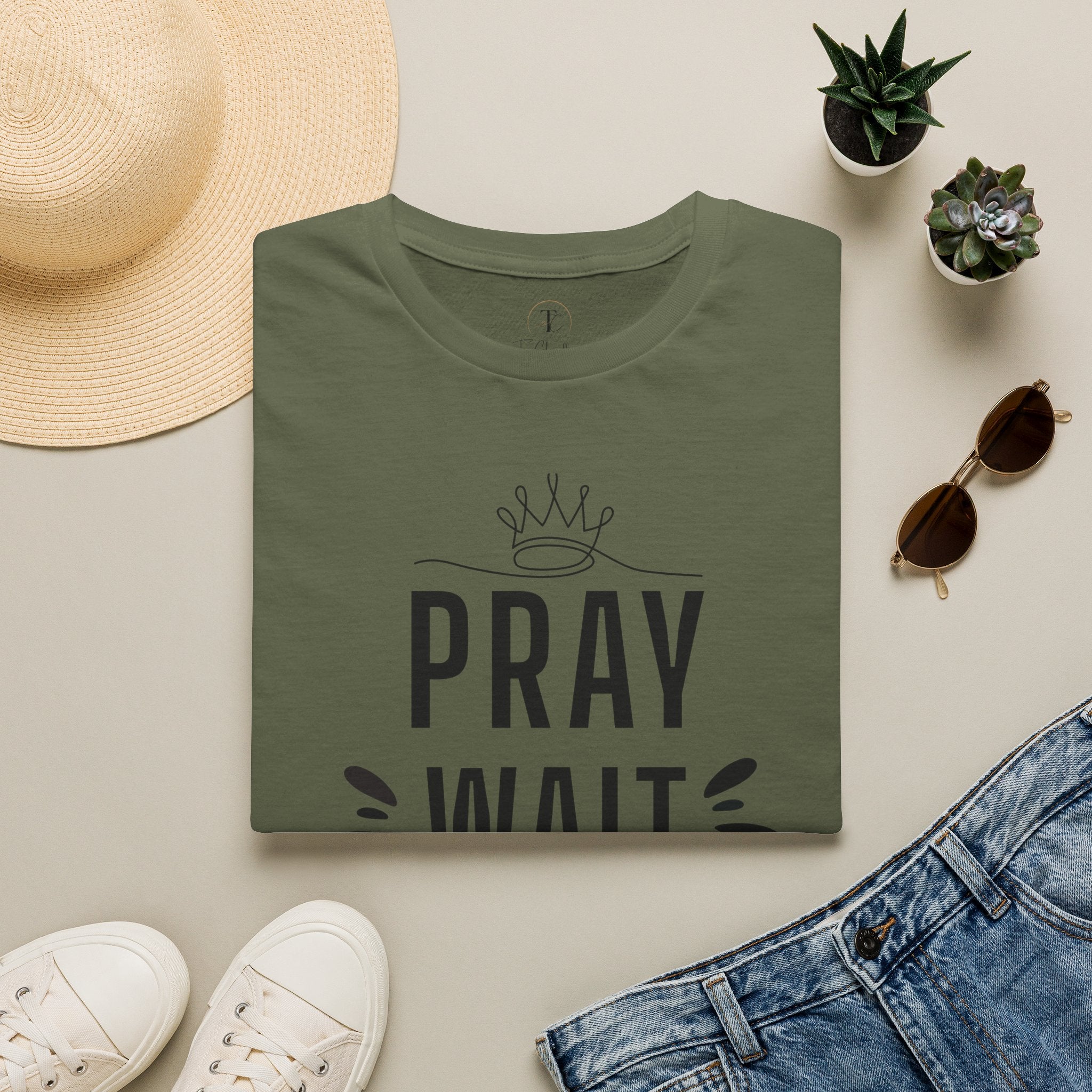 Pray Wait Trust T-Shirt — Inspirational Faith Graphic Tee