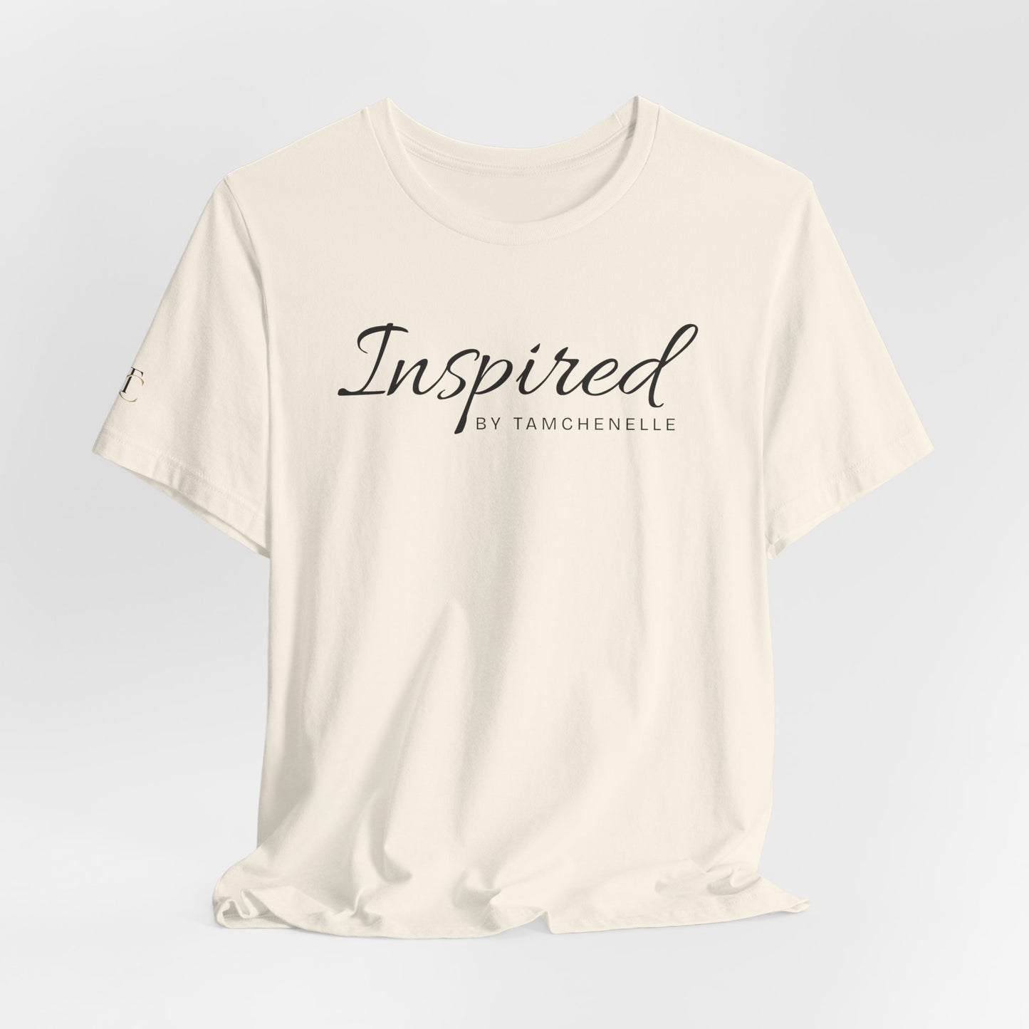 inspired tee — 'inspired by tamchenelle' script graphic shirt