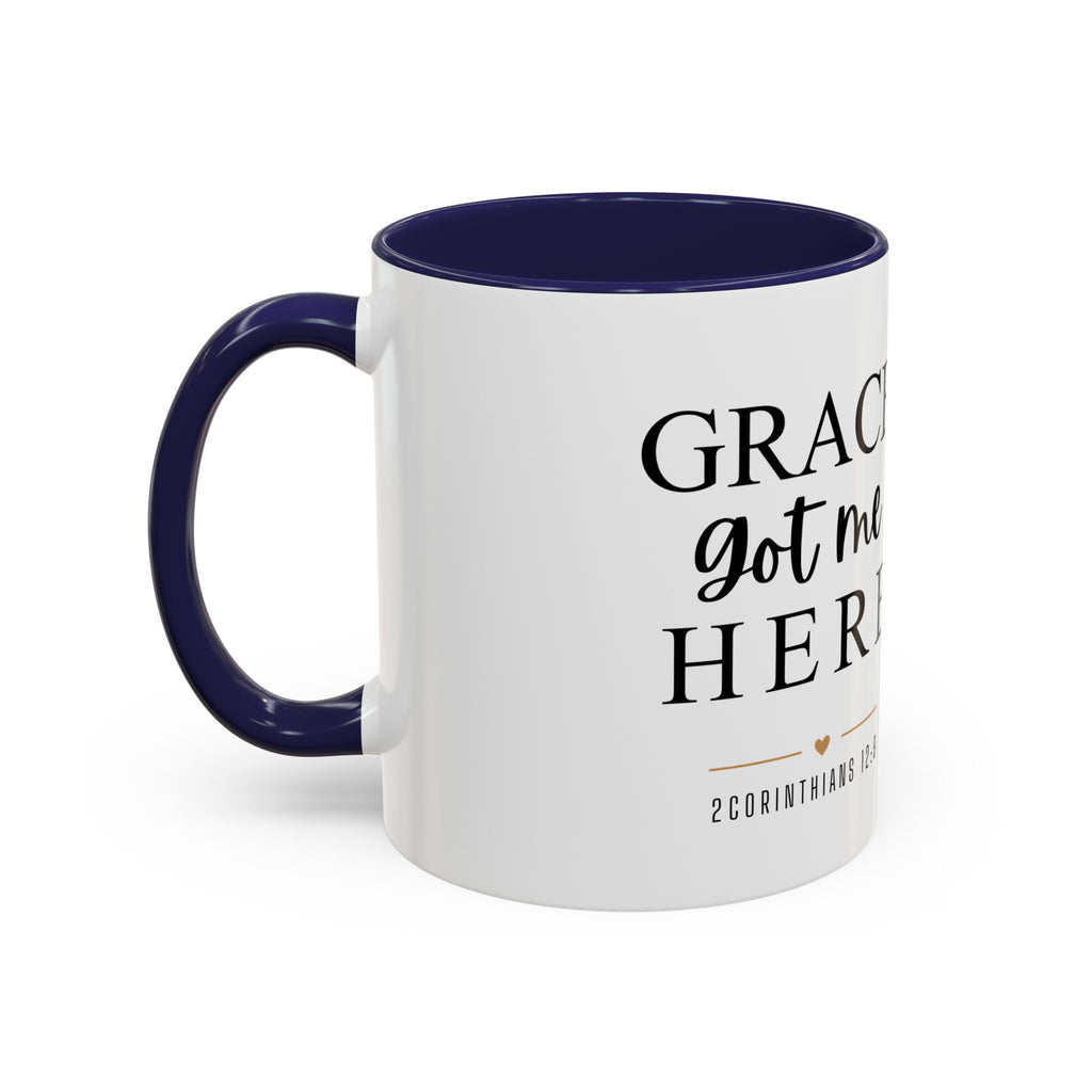 Inspirational Grace Coffee Mug – 'Grace Got Me Here' Christian Accent Mug (11/15oz)