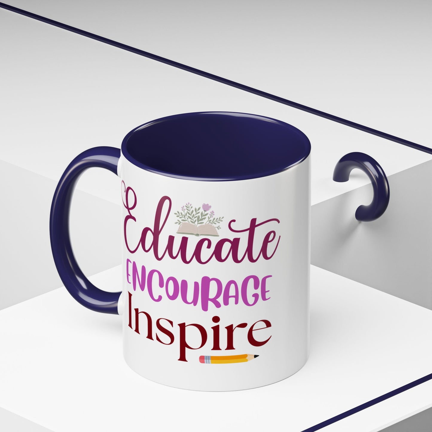 inspirational scripture coffee mug — "create courage & inspire" accent 11/15oz