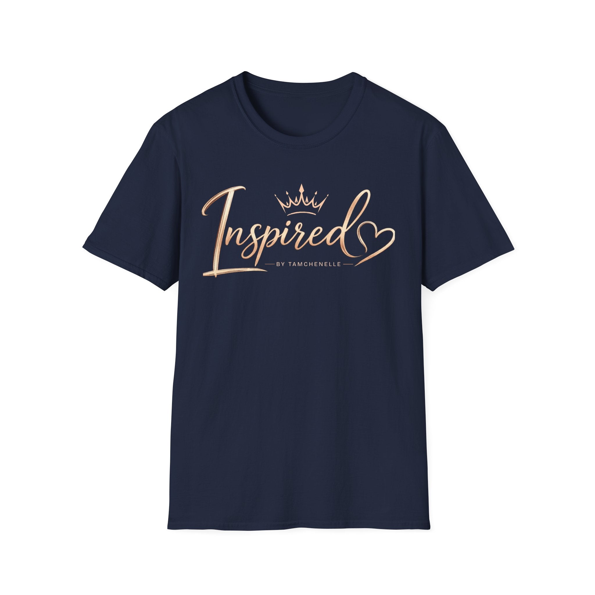Inspired Script T-Shirt — Rose Gold Crown & Heart Design