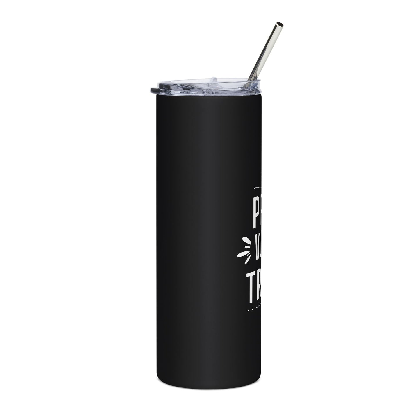 pray wait trust 20oz stainless tumbler — inspirational faith travel cup