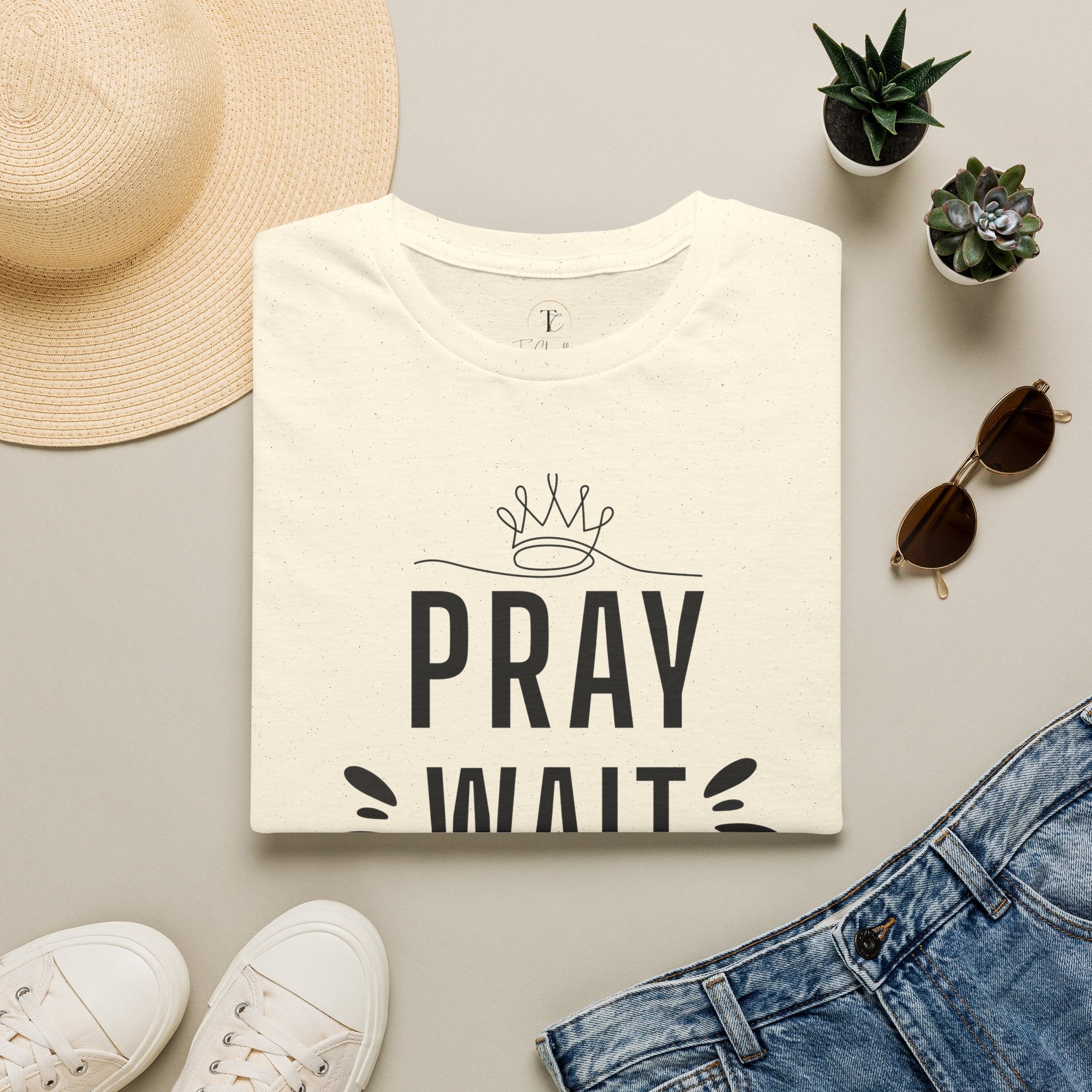 Pray Wait Trust T-Shirt — Inspirational Faith Graphic Tee