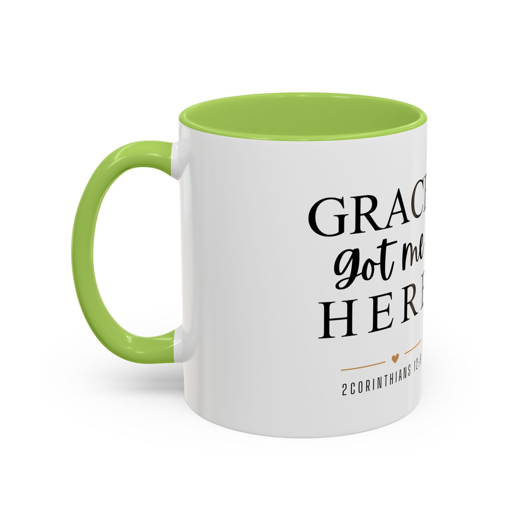 Inspirational Grace Coffee Mug – 'Grace Got Me Here' Christian Accent Mug (11/15oz)