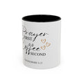 Coffee Mug — "Prayer First, Coffee Second" Christian Accent Mug (Script, Hearts)