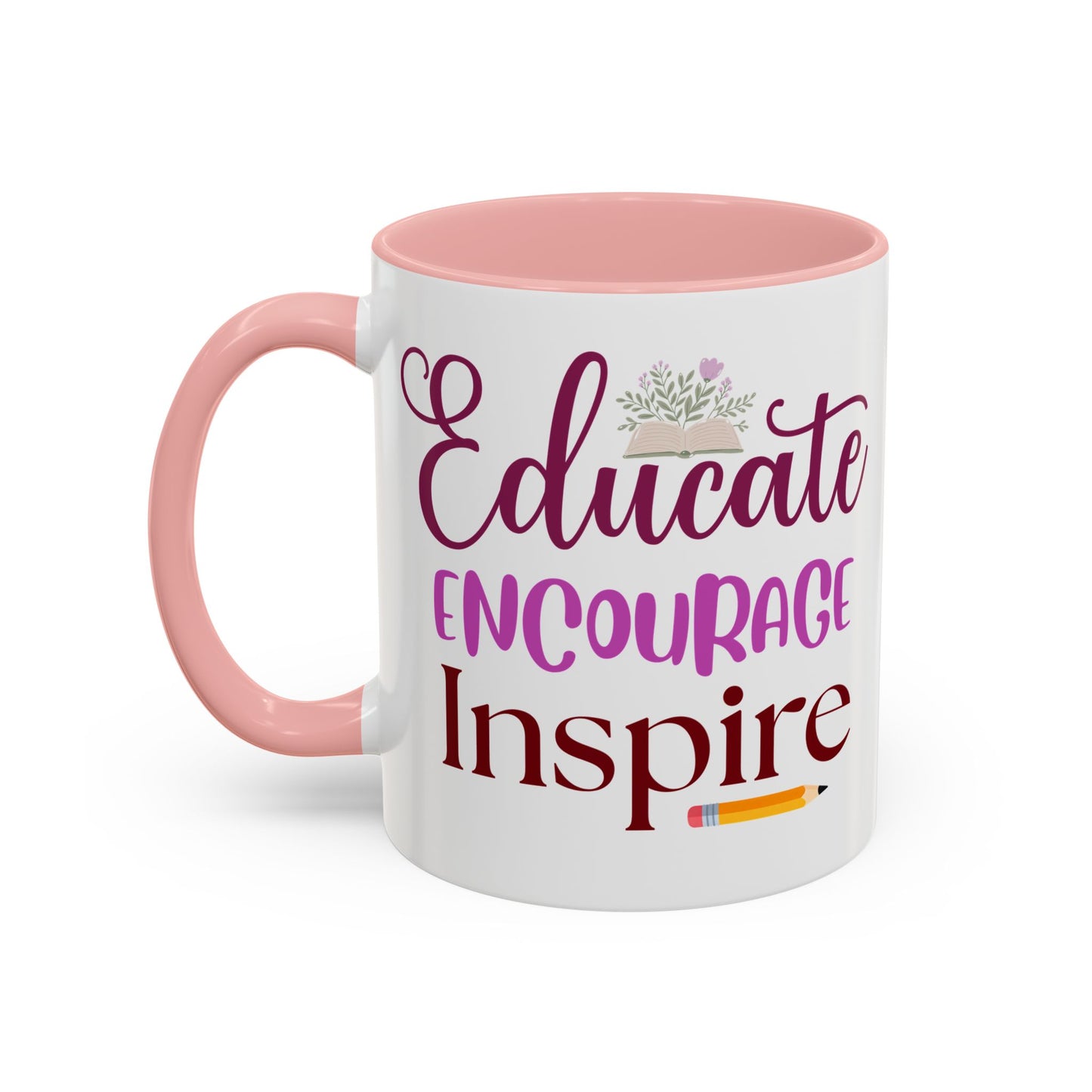 inspirational scripture coffee mug — "create courage & inspire" accent 11/15oz