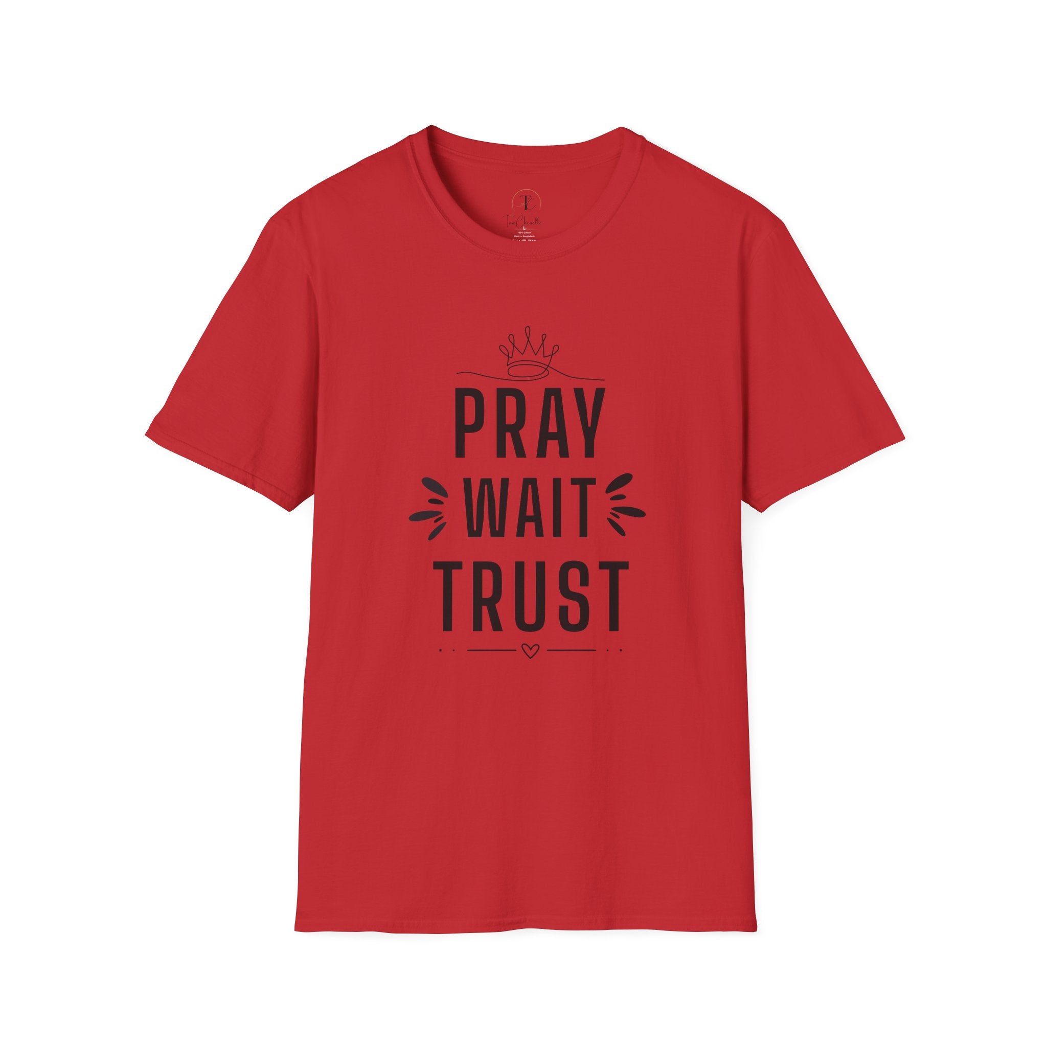 Pray Wait Trust T‑Shirt — Inspirational Faith Graphic Tee