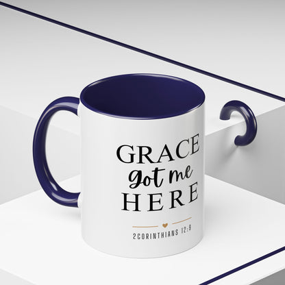 Inspirational Grace Coffee Mug – 'Grace Got Me Here' Christian Accent Mug (11/15oz)