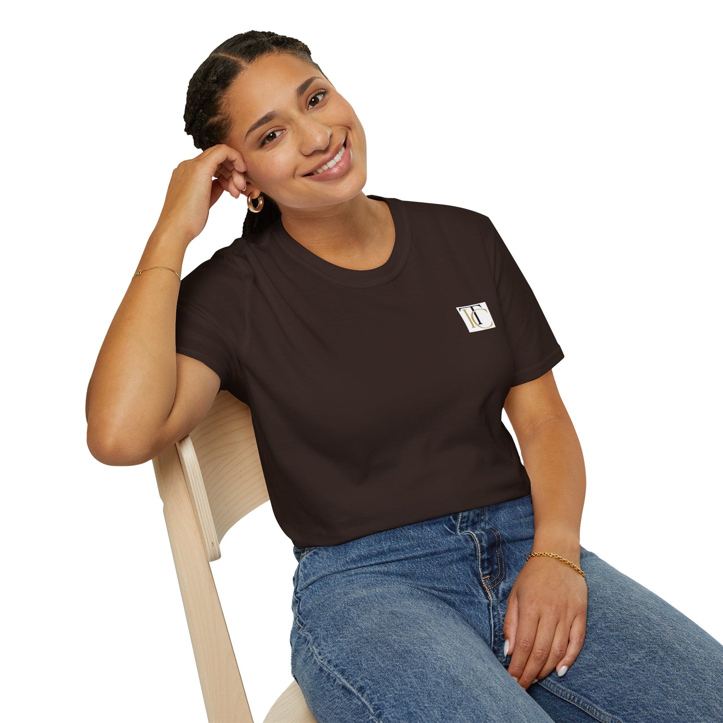 minimal monogram t-shirt — elegant 'tc' chest logo tee