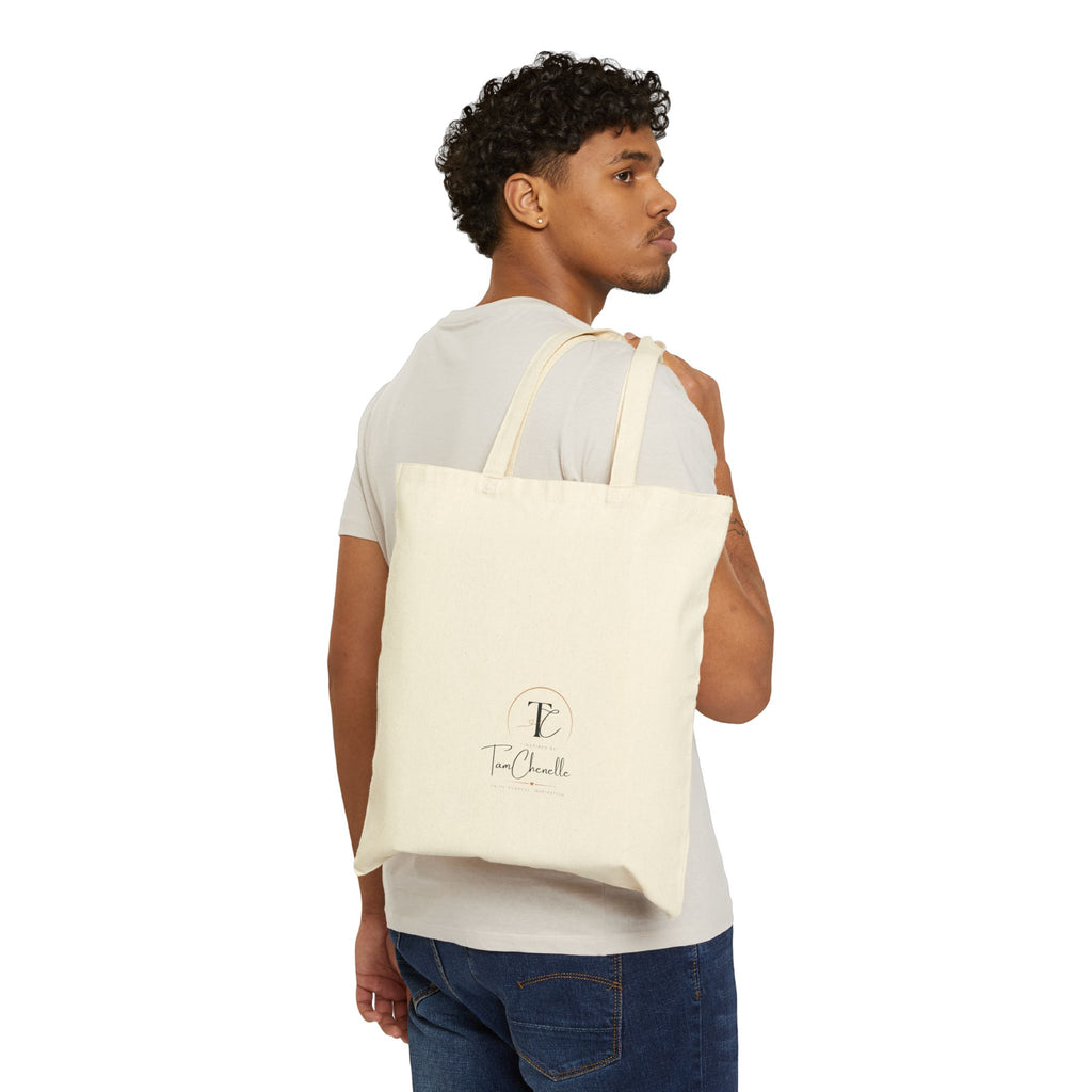Inspired Canvas Tote Bag — Cotton Grocery & Market Tote with Heart Script Design