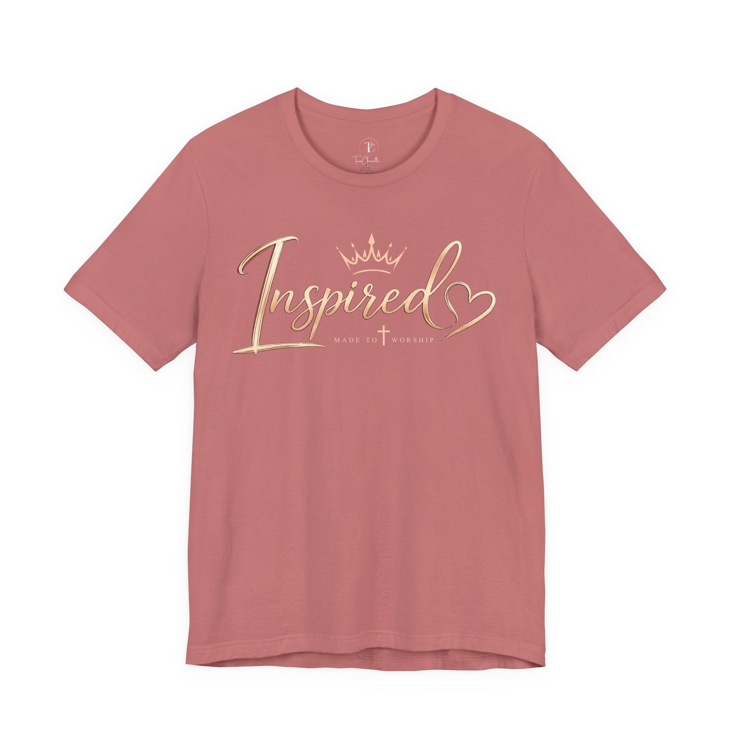 inspired crown tee — "inspired" script christian heart graphic shirt