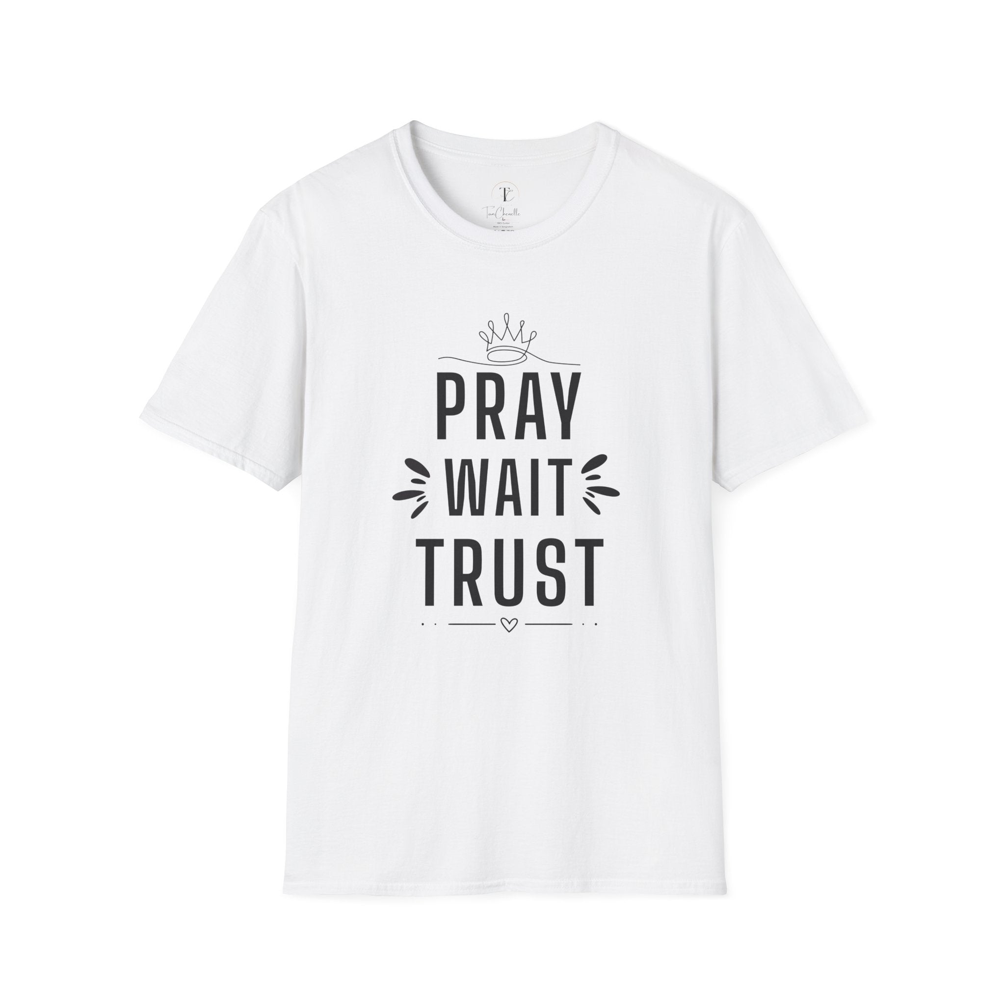 Pray Wait Trust T‑Shirt — Inspirational Faith Graphic Tee