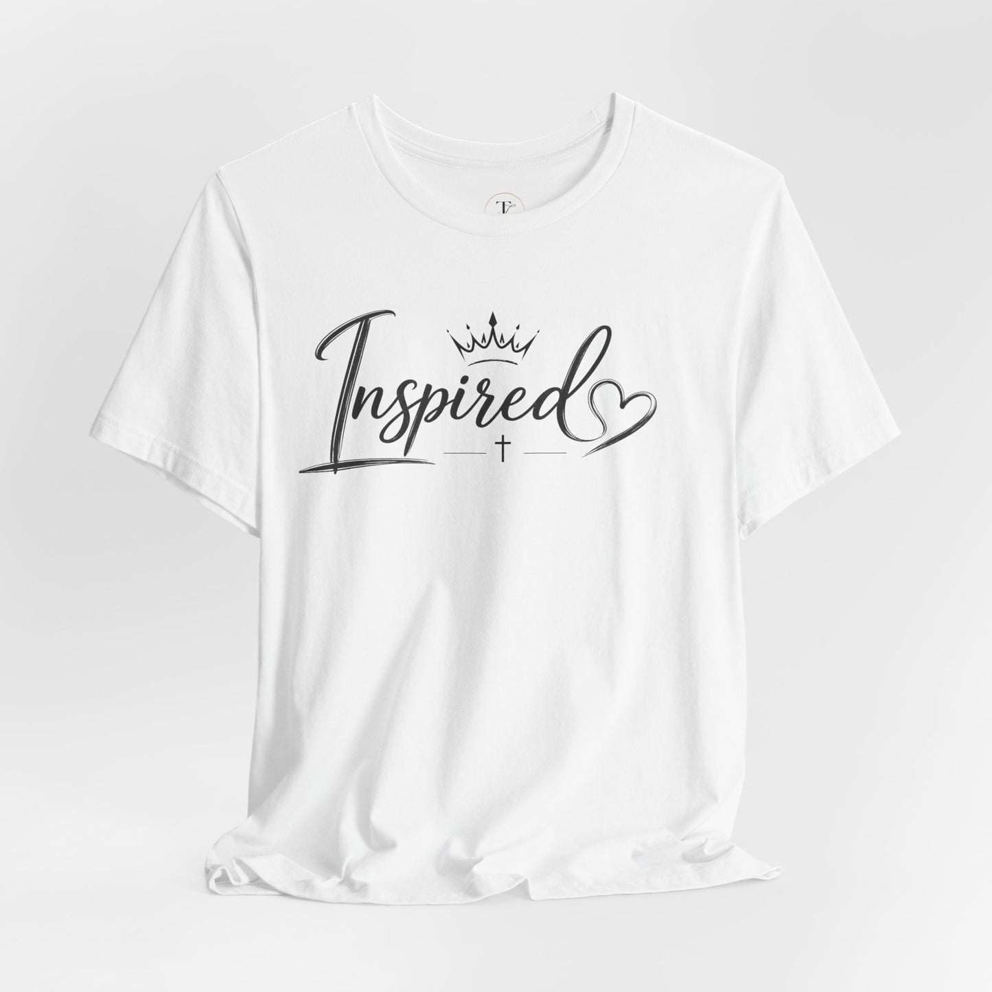 inspired script tee — inspirational christian graphic t‑shirt with heart & crown