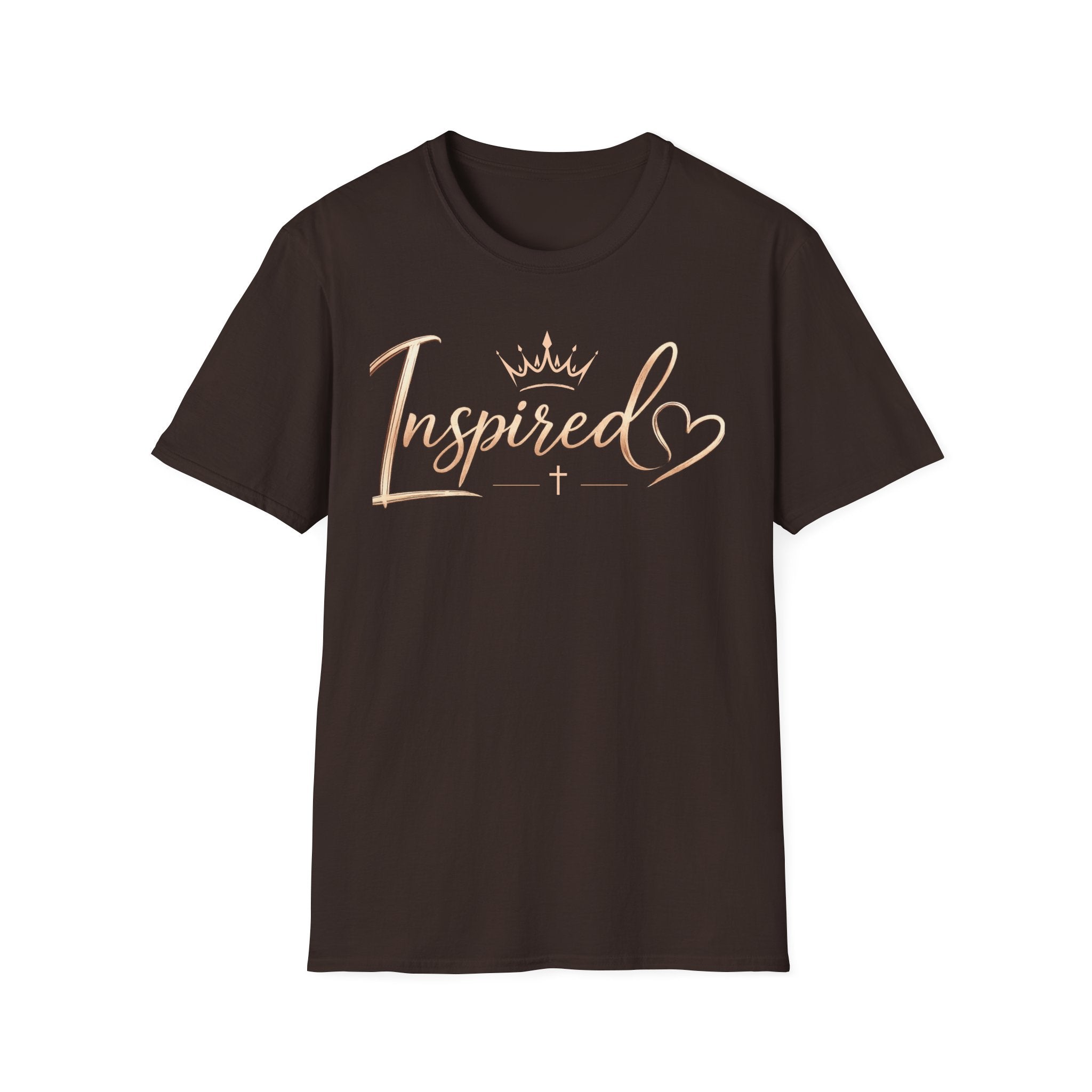 Inspired Script T‑Shirt — Crown & Heart Christian Faith Tee
