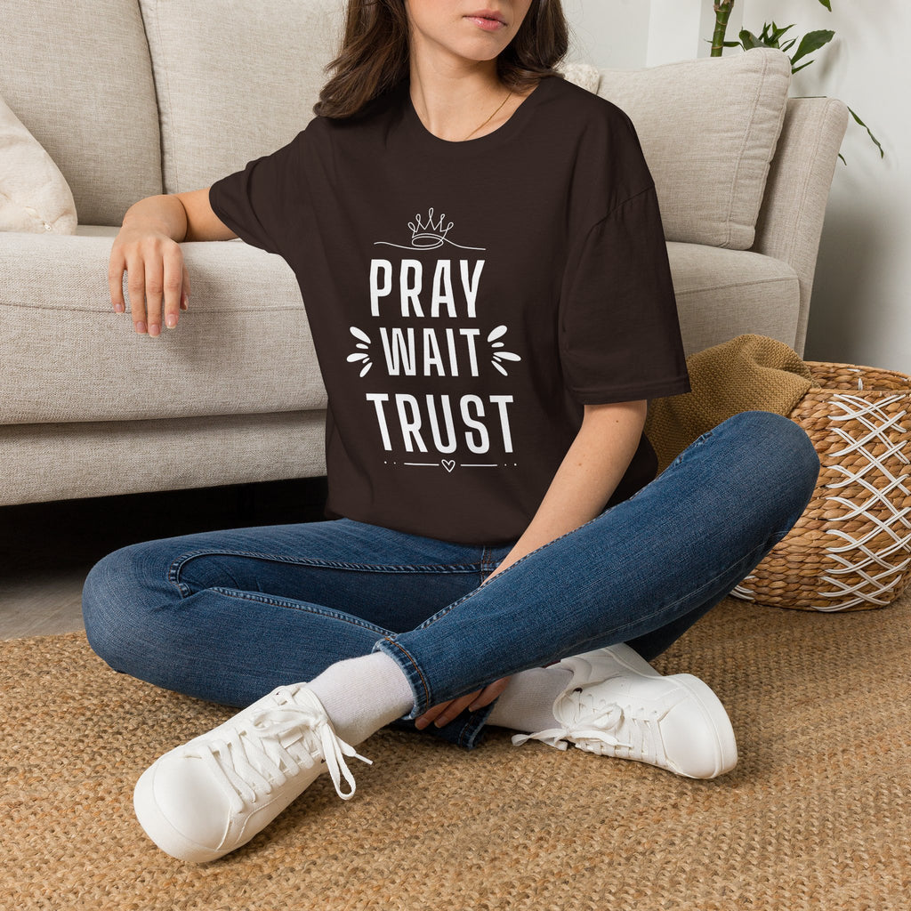 Pray Wait Trust T-Shirt — Inspirational Christian Faith Tee