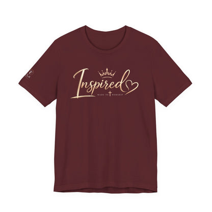 Inspired Script Tee — Women’s Inspirational Graphic T‑Shirt (Crown & Heart)