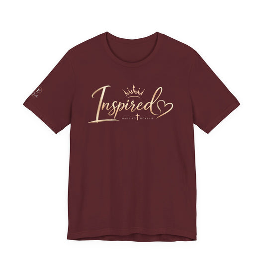Inspired Script Tee — Women’s Inspirational Graphic T‑Shirt (Crown & Heart)