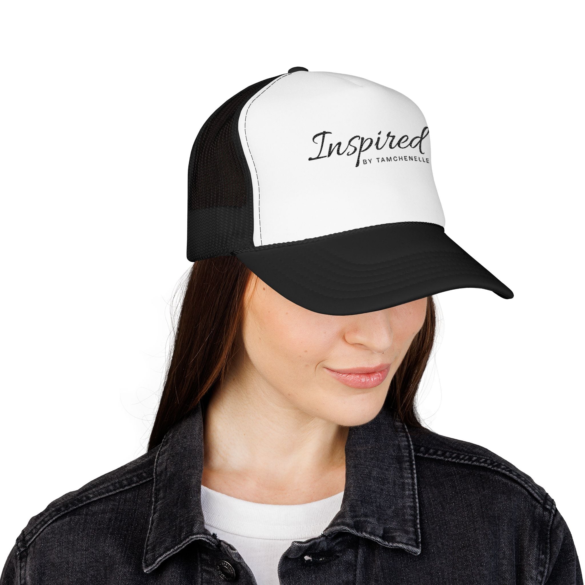 Inspired Trucker Hat – Script Logo Foam Mesh Cap
