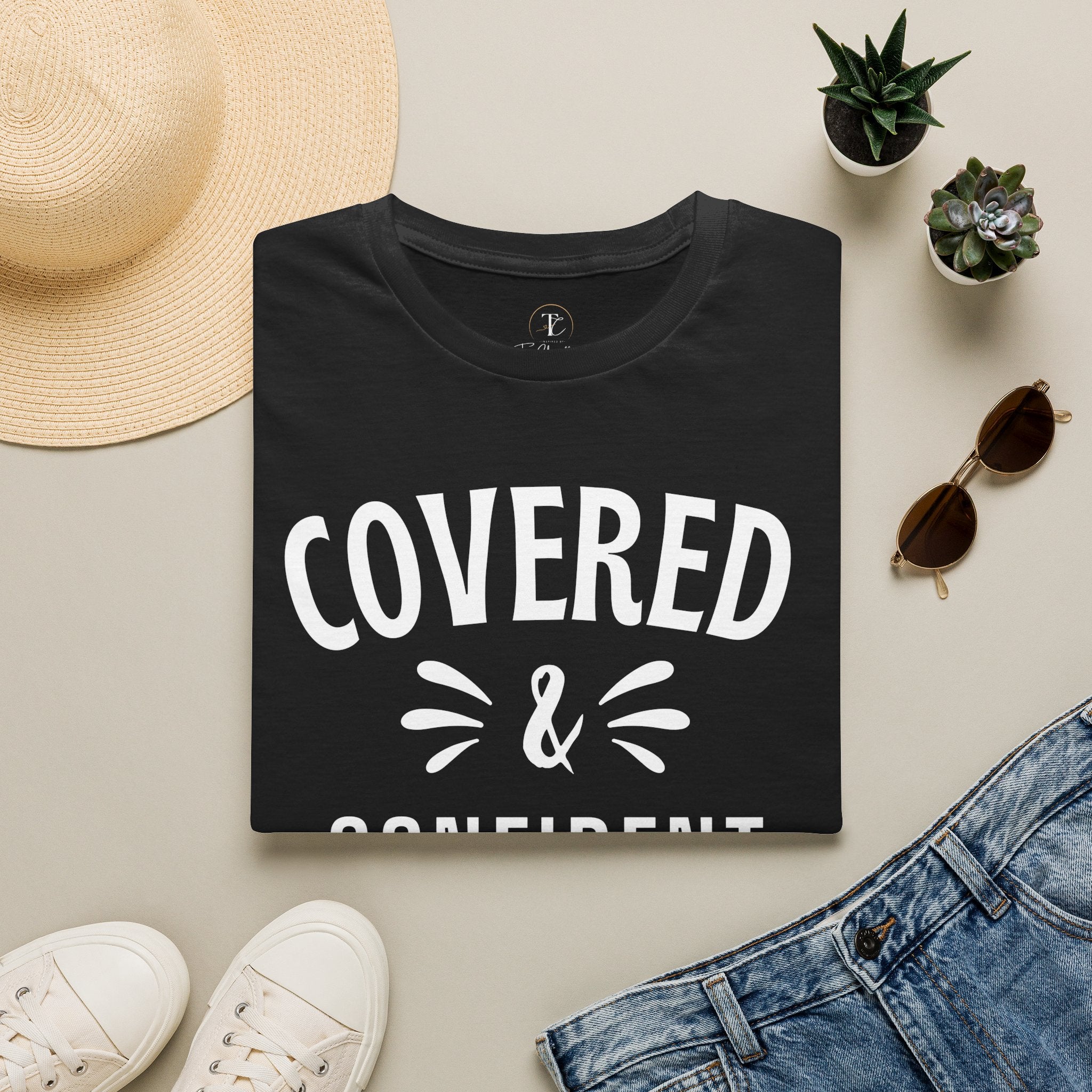 Covered & Confident T-Shirt — Feminine Inspirational Graphic Tee