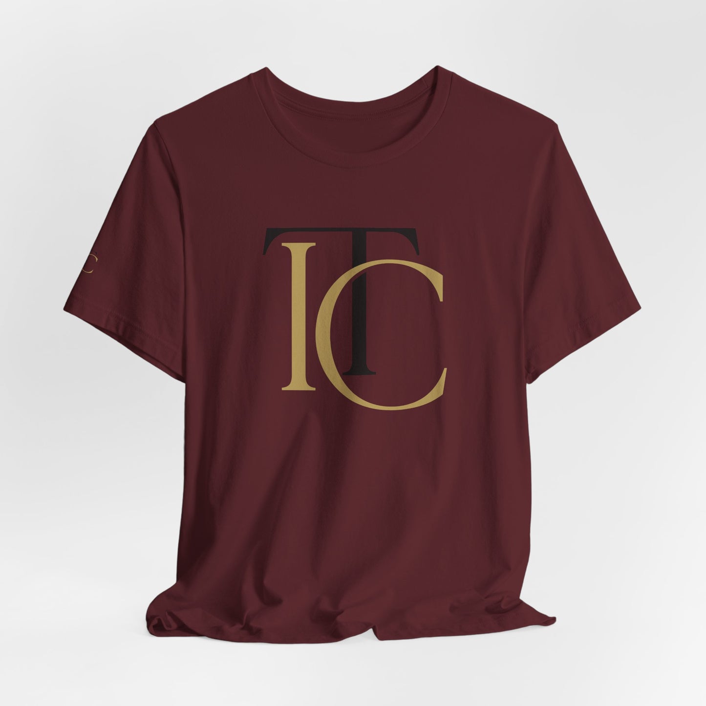 monogram tc classic logo t‑shirt — elegant gold & black initial tee