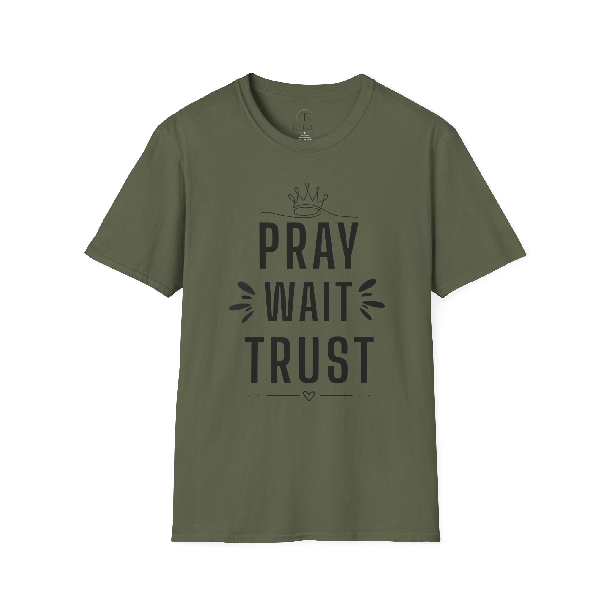 Pray Wait Trust T-Shirt — Inspirational Faith Graphic Tee