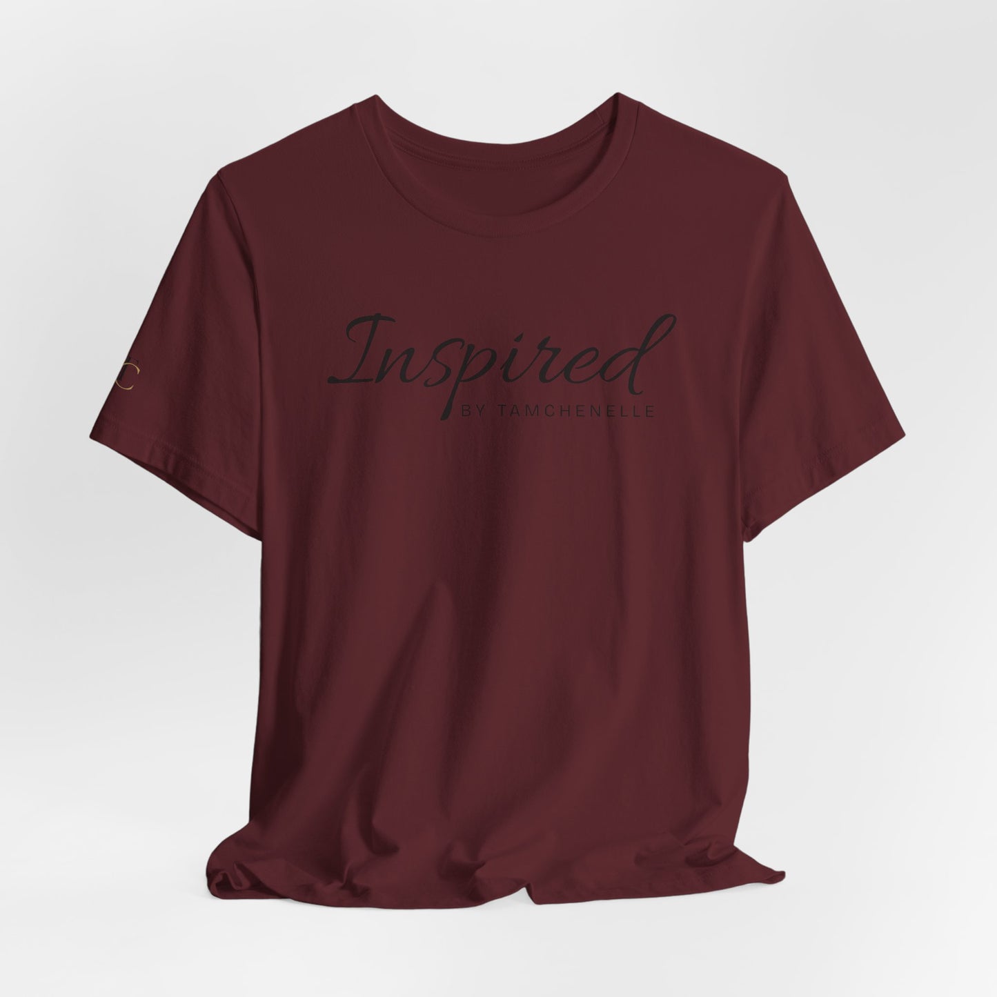 inspired tee — 'inspired by tamchenelle' script graphic shirt