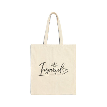 Inspired Canvas Tote Bag — Cotton Grocery & Market Tote with Heart Script Design