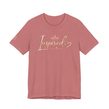 Inspired Script Tee — Women’s Inspirational Graphic T‑Shirt (Crown & Heart)
