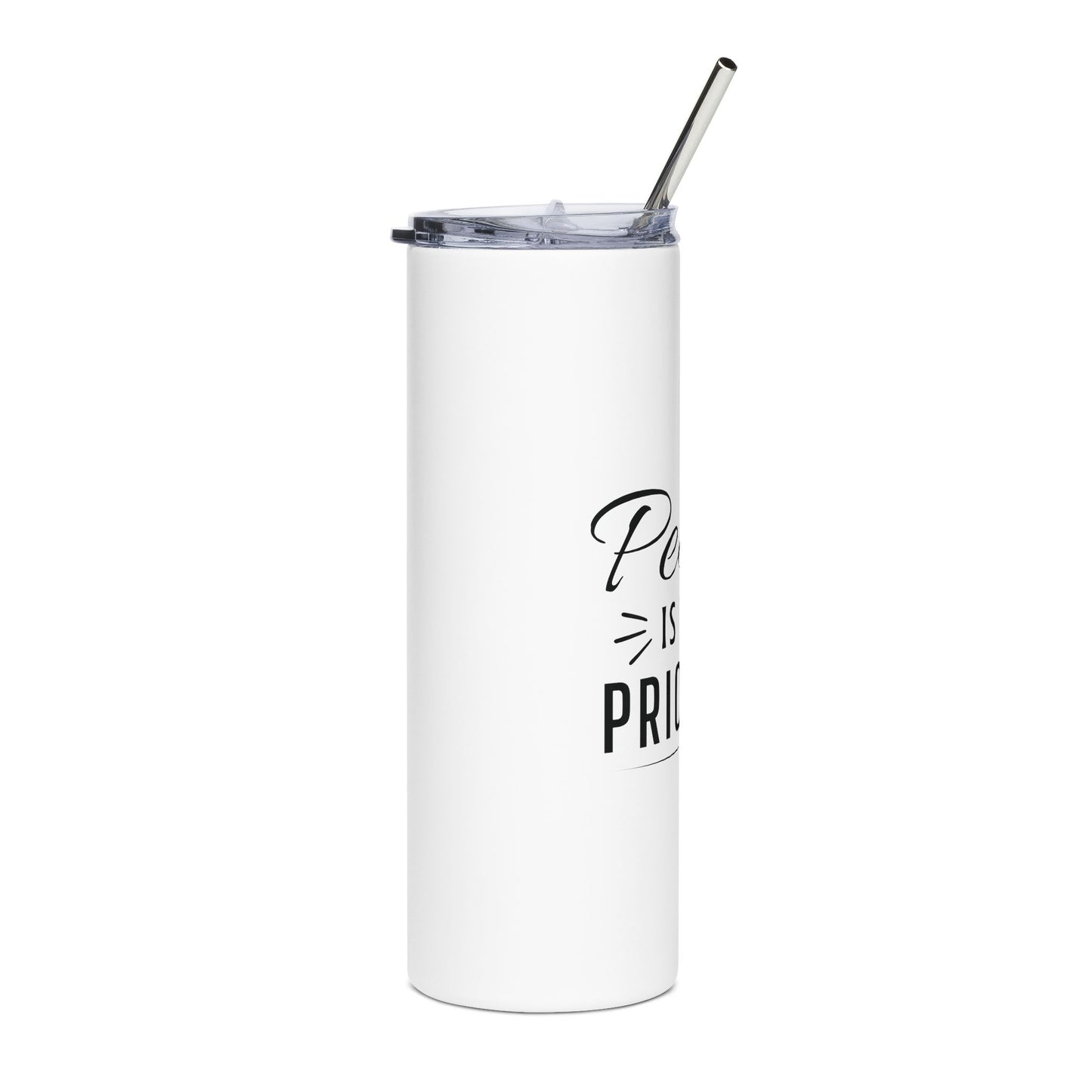 20oz stainless tumbler — “peace is the priority” insulated travel cup