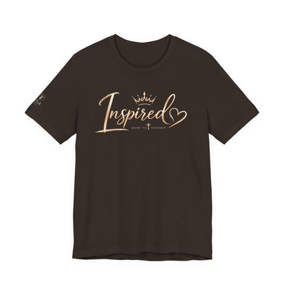 Inspired Script Tee — Women’s Inspirational Graphic T‑Shirt (Crown & Heart)