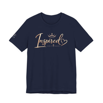 Inspired Script Tee — Women’s Inspirational Graphic T‑Shirt (Crown & Heart)