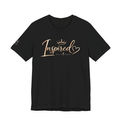 Inspired Script Tee — Women’s Inspirational Graphic T‑Shirt (Crown & Heart)