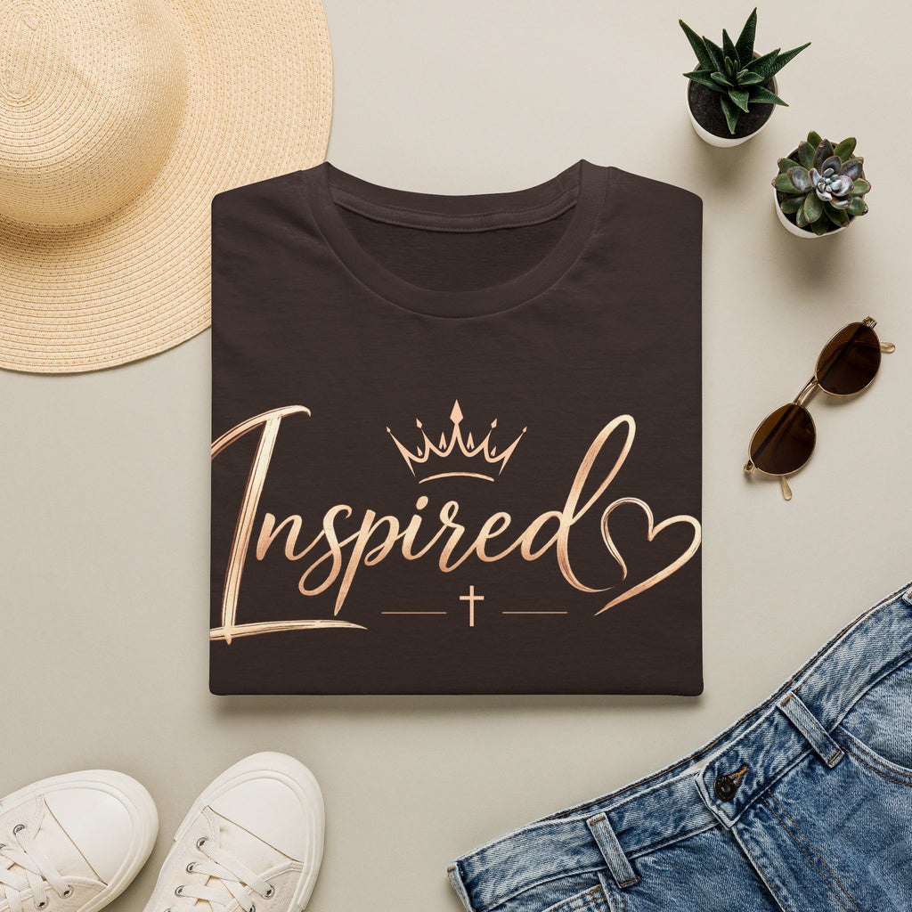 Inspired Script T‑Shirt — Crown & Heart Christian Faith Tee
