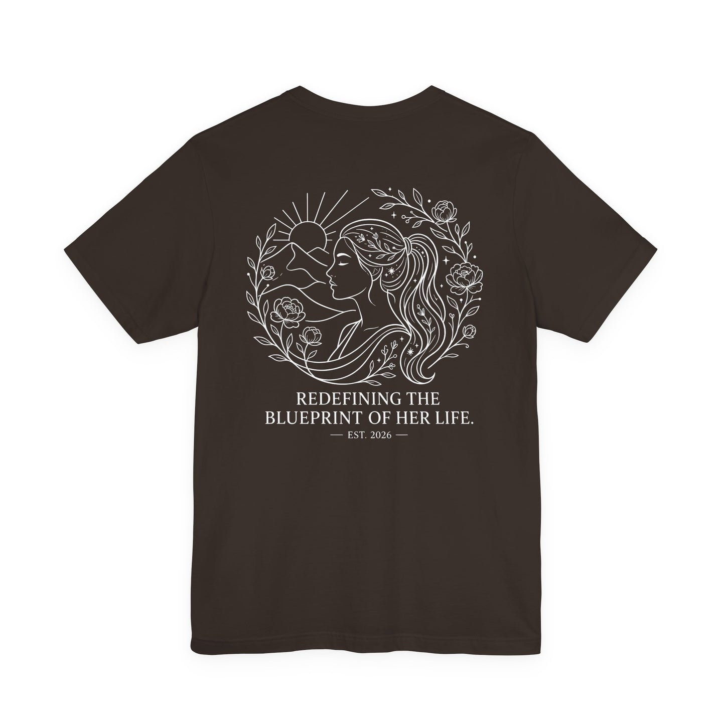 women’s inspirational graphic tee — “redefining the blueprint of her life”