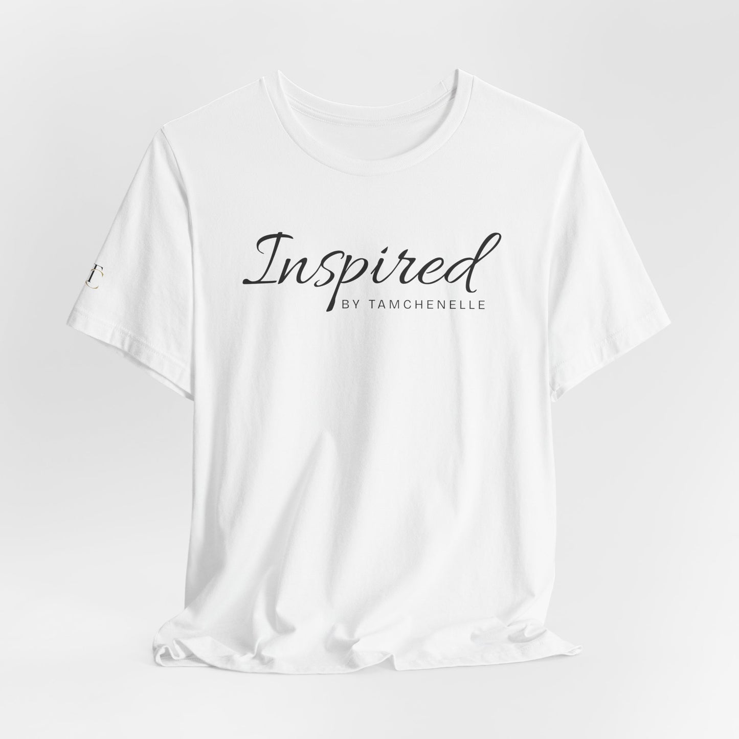 inspired tee — 'inspired by tamchenelle' script graphic shirt