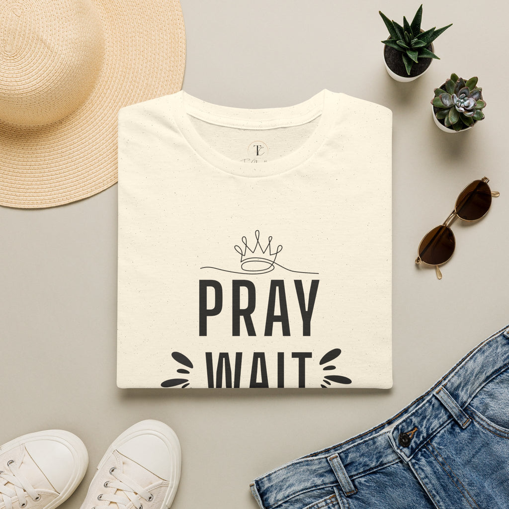 Pray Wait Trust T‑Shirt — Inspirational Faith Graphic Tee