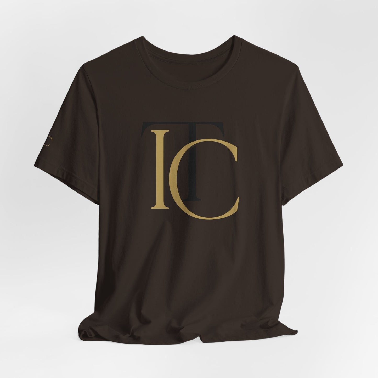 monogram tc classic logo t‑shirt — elegant gold & black initial tee