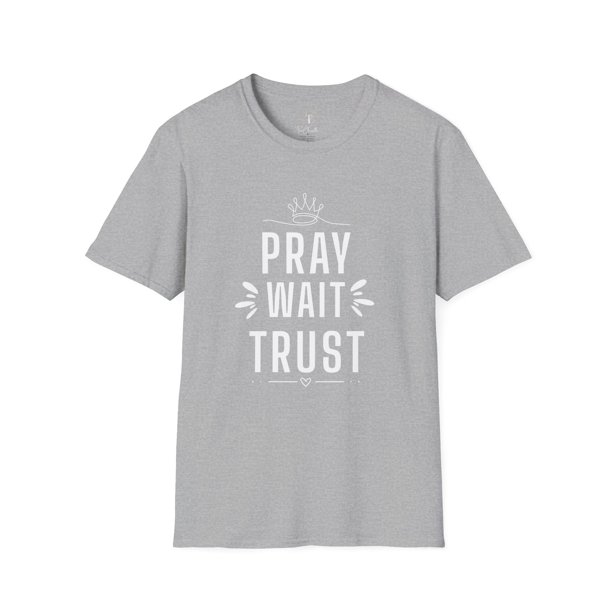 Pray Wait Trust T-Shirt — Inspirational Christian Faith Tee