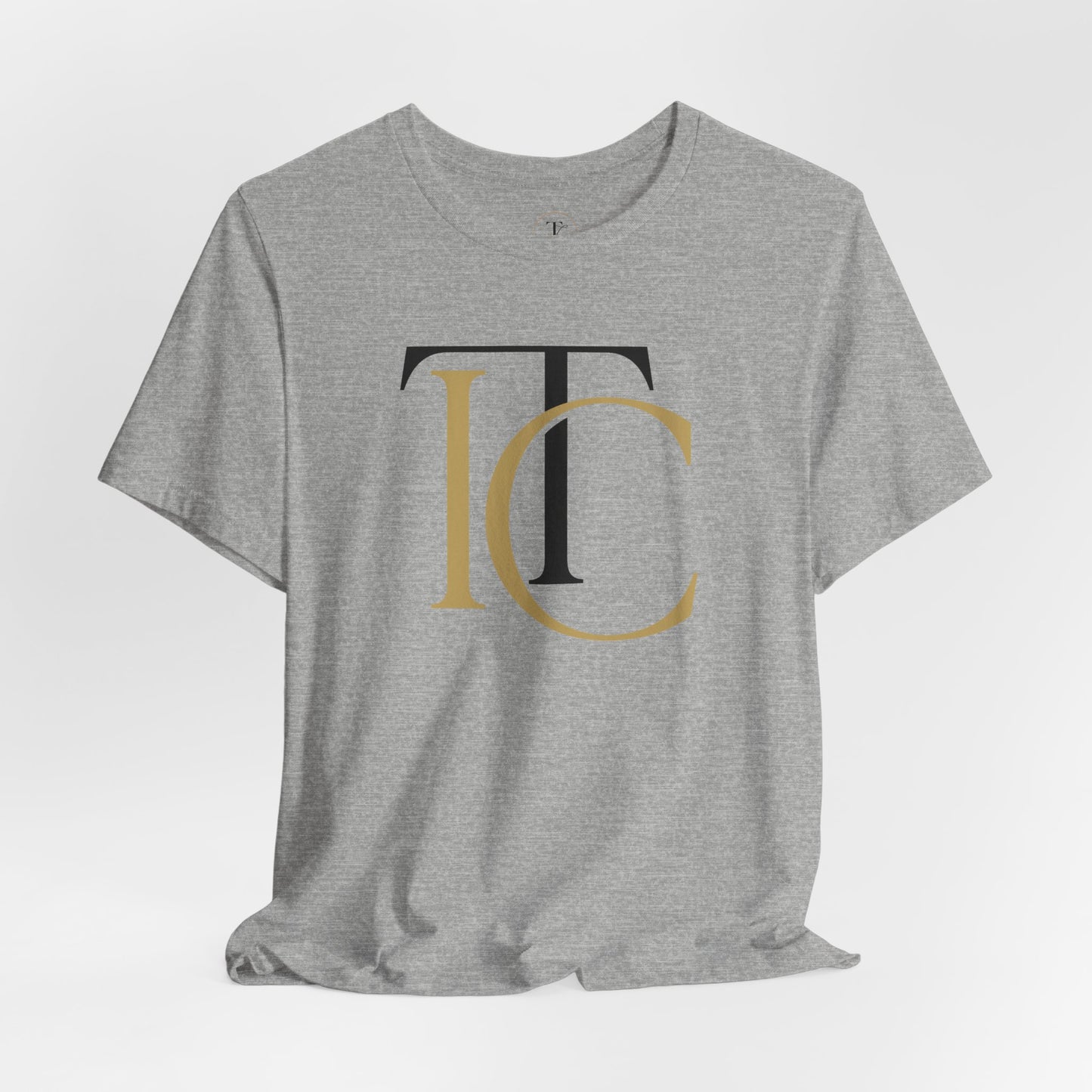 monogram tc gold & black tee — elegant initials graphic t‑shirt