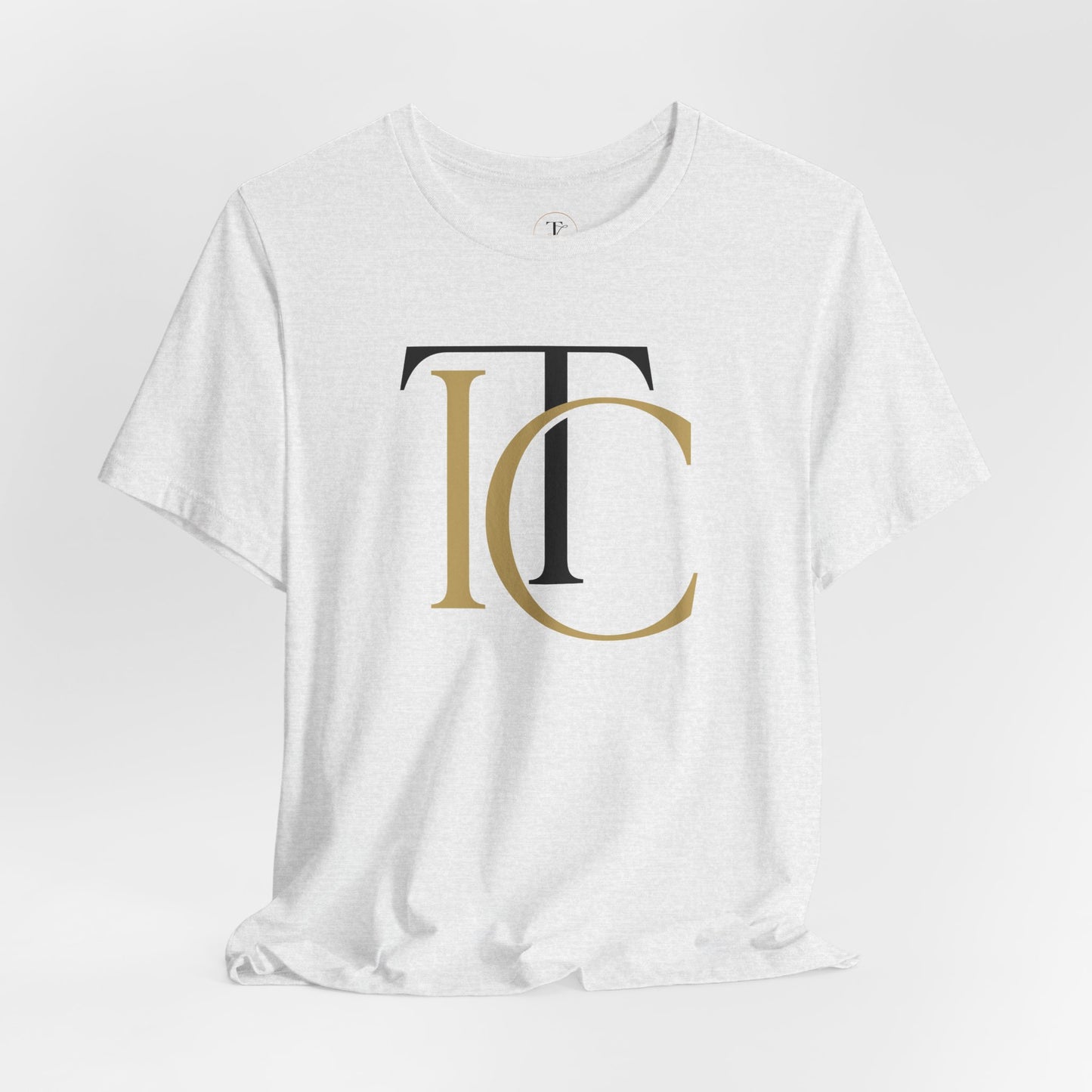 monogram tc gold & black tee — elegant initials graphic t‑shirt