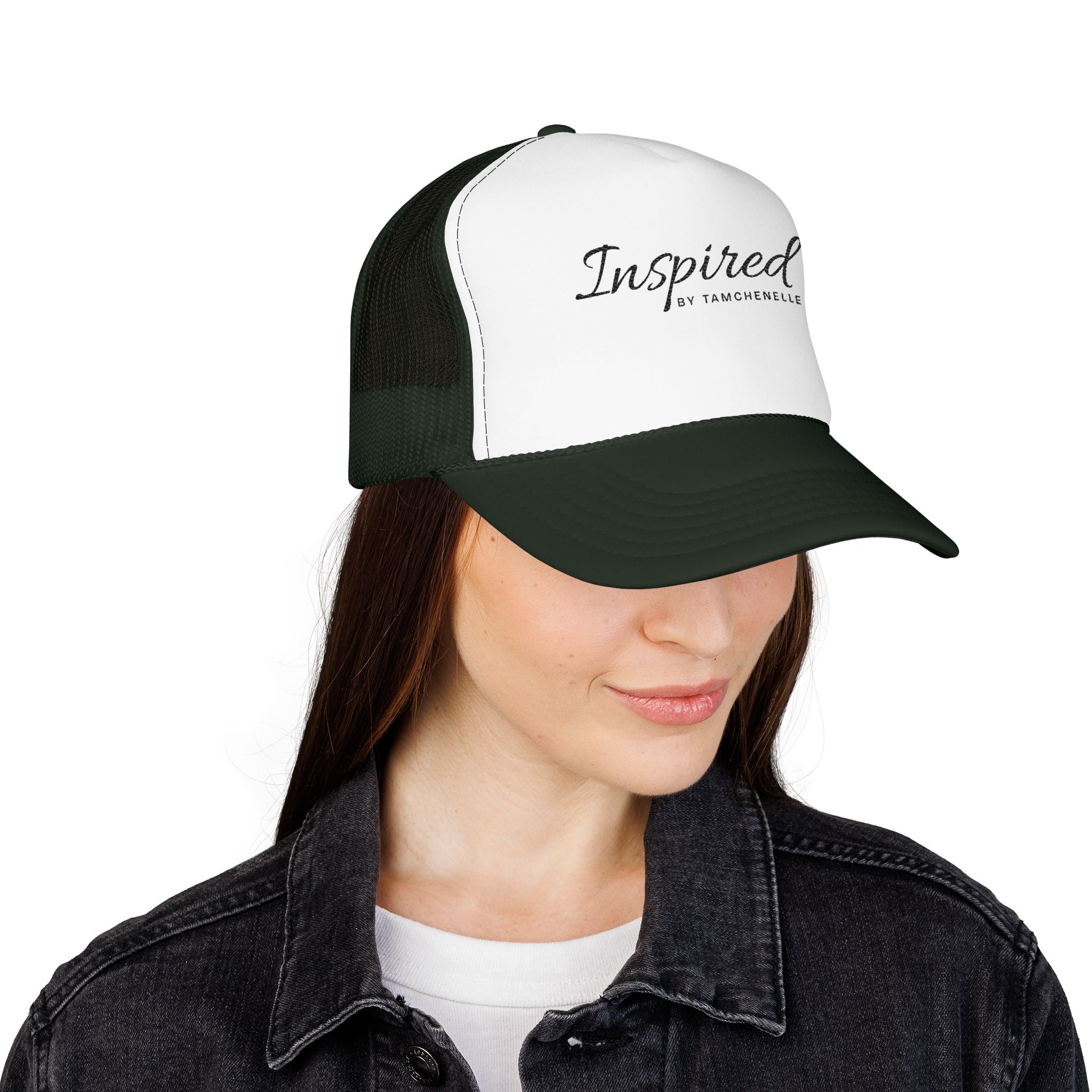 Inspired Trucker Hat – Script Logo Foam Mesh Cap