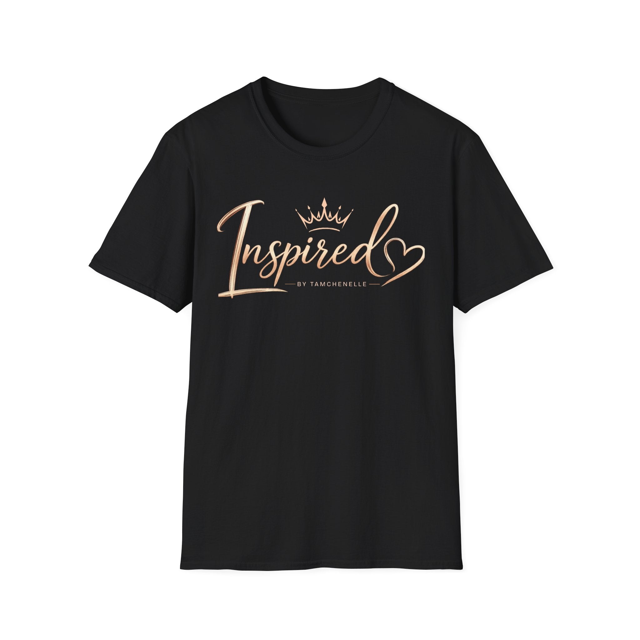Inspired Script T-Shirt — Rose Gold Crown & Heart Design