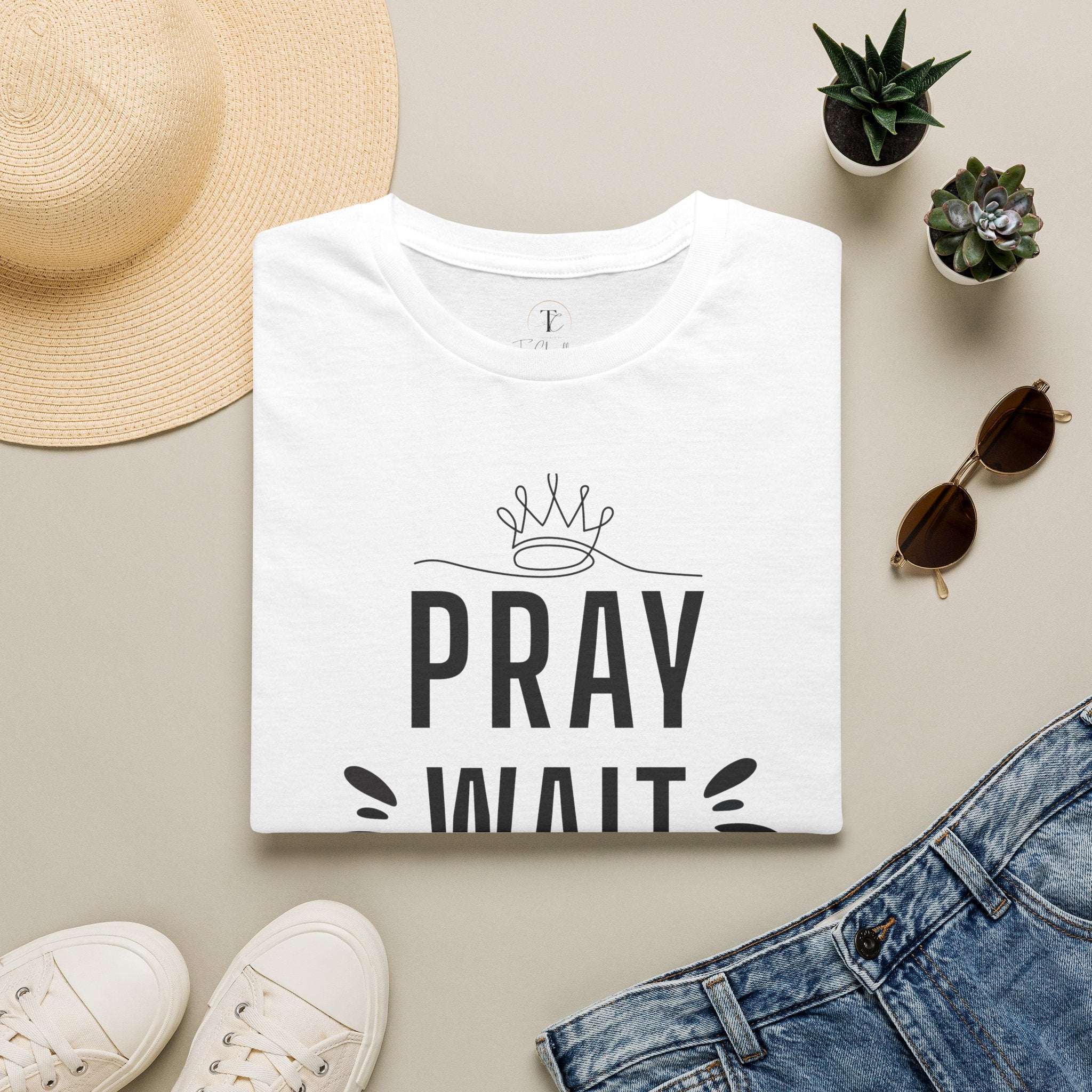 Pray Wait Trust T-Shirt — Inspirational Faith Graphic Tee