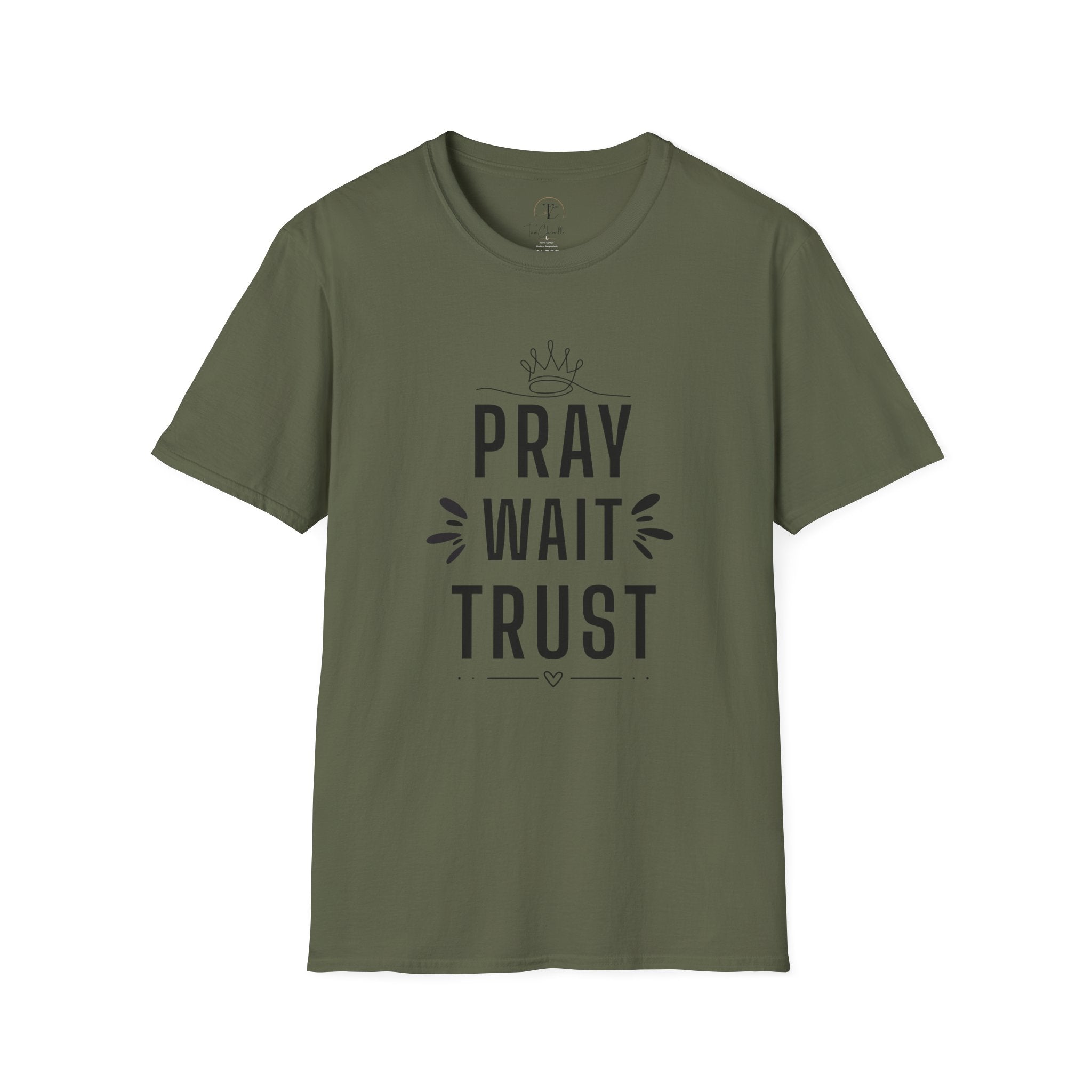 Pray Wait Trust T‑Shirt — Inspirational Faith Graphic Tee