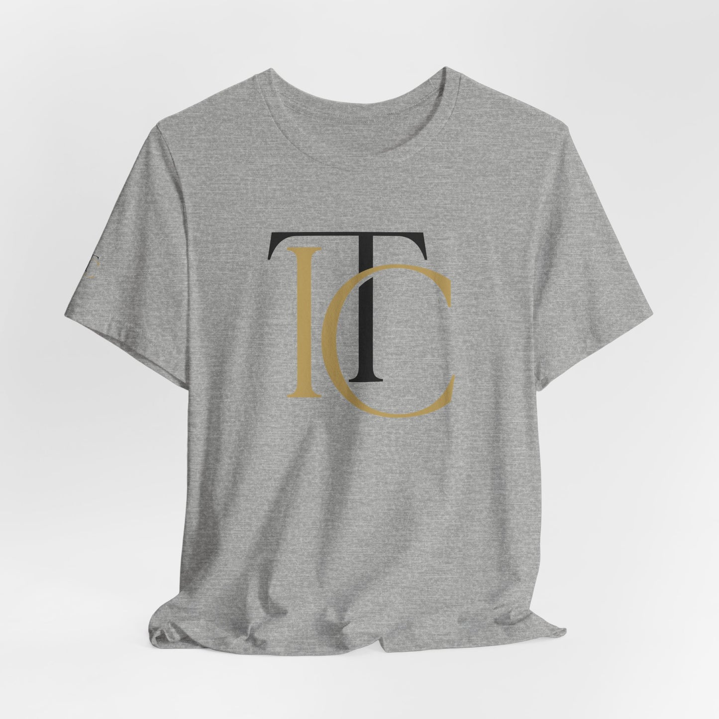 monogram tc classic logo t‑shirt — elegant gold & black initial tee